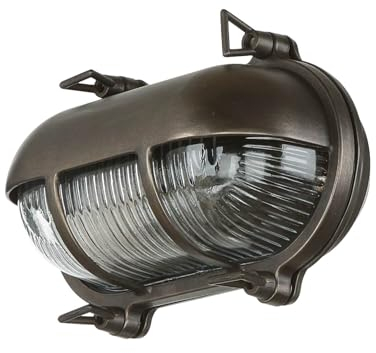 Licht-Erlebnisse Applique murale extérieure en laiton et verre bleu IP64 pour balcon et jardin 21 cm de largeur E27 maritime lampe de bateau avec grille pour terrasse SERIFOS