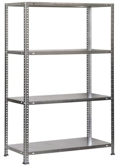 SimonRack Schwerlastregal, Lagerregal, 150x80x30 Metallregal, Kellerregal, Biegestelle 100 kg, 4 Fachböden, Galvanisiert - Comfort