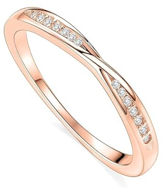 Ryaupy 2MM Ring Silber Damen Verstellbare Fingerring Eheringe Trauringe Engagement Verlobungsring Damen Frauen Zirkonia Promise Ring Schmuck Geschenke Roségold
