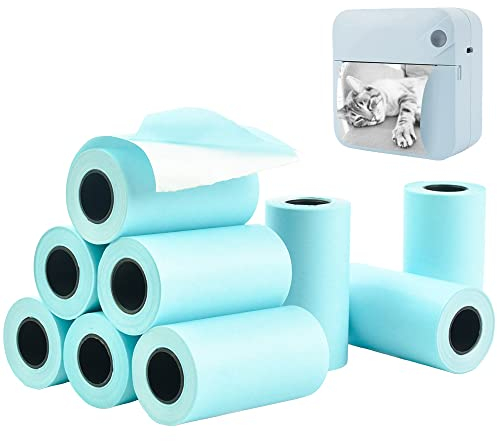 YAANBUNB 9PCS Papel Termico Adhesivo 57mmx30mmx3,5m, Rollos Termicos Autoadhesivo, Rollos de Papel Termico Imprimibles, Papel Termico para Mini Impresoras Térmicas y Cámara de Fotos Infantil