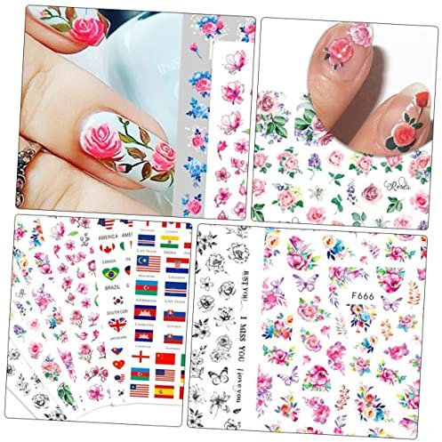 Mikinona 10 Pièces Autocollant D'ongle Adhésif 3d De De Fleur Fraîche De Drapeau Drapeau Des États Unis Drapeau Américain Stickers Décalcomanies à Ongles Fleurs