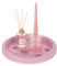 Hanobe - Bandeja decorativa redonda rosa, con relieve, para perfumes, decoración de cómoda, tocador, maquillaje, mesa de café, otomana, encimera de cocina, baño