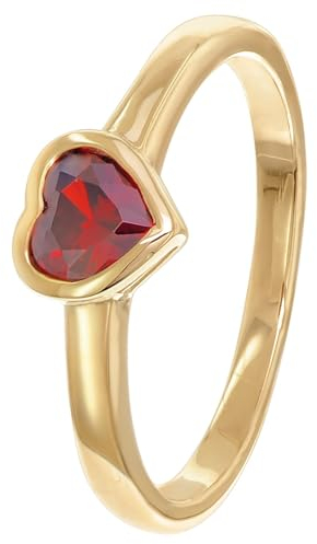 trendor Damenring Gold 333/8K Mit Rotem Zirkonia Herz traumhaftes Schmuckstück für Frauen, zeitlose Geschenkidee 41559-50 Ringgröße 50/15,9