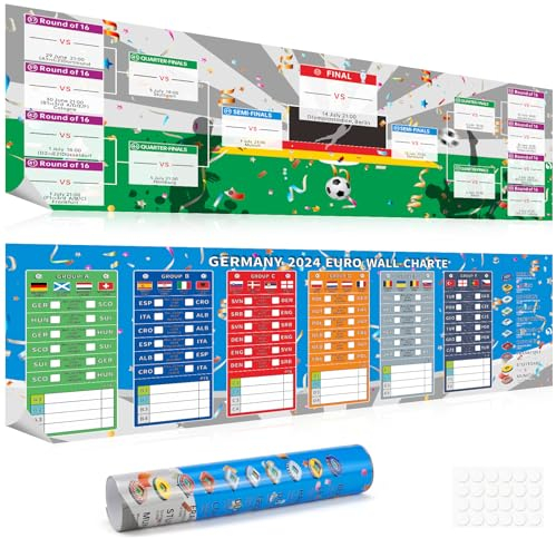CHRI EM 2024 Spielplan Sticker, Fußball EM Planer 2024 Euro 2024 Deko, Europameisterschaft 2024 Spielplan HD-Druck, Tolle Geschenke für Fußballfans(42 * 63cm)