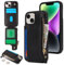 SailorTech Etui pour iPhone 14 Étui avec Porte-Cartes de crédit, Housse pour iPhone 14 Étui à Fermeture éclair Portefeuille avec Fentes pour Cartes de crédit-Noir