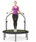 COSTWAY φ101cm Fitmess Trampolin, Mini Trampolin mit höhenverstellbarm Haltegriff & 2 Widerstandsbändern, Kindertrampolin faltbar, Gartentrampolin bis 150kg belastbar für Erwachsene & Kinder (Grün)