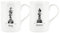 Black King & Queen Mugs Set - Chess Pieces Board Game Gift Set for Couples - White Bone China Coffee/Tea Mug Drinkware Present