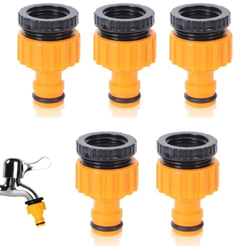 QZKJQDD Gardena Lot de 5 adaptateurs pour robinet d'arrosage, 1/2 3/4 2 en 1