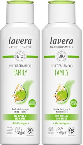 lavera Pflegeshampoo Family - ohne Silikone - Schwungvolles Volumen & gestärktes Haar - vegan - Naturkosmetik - 250 ml (Packung mit 2)
