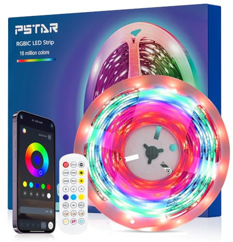 Retroilluminazione TV a LED 2 Metri, Striscia LED RGBIC per TV da 40 a 60 Pollici e PC, con Controllo APP e Telecomando RF 2.4G di Aggiornamento, IC Integrato, Sincronizzazione Musicale