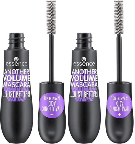 essence ANOTHER VOLUME MASCARA...JUST BETTER!, Schwarz, volumengebend, pflegend, definierend, intensiv, vegan, ohne Mikroplastikpartikel, Nanopartikel frei, ohne Parfüm, 2er Pack (16ml)