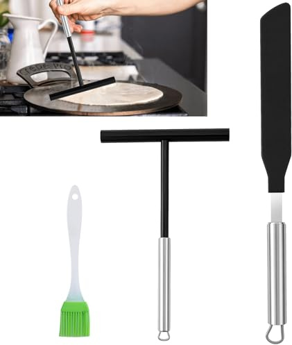 2 Stück Crepes Verteiler Edelstahl Crepes Wender Teigverteiler Crepes Zubehör Schieber Crepes Verteiler T- Form Teigverteiler für Crepes,Edelstahl Teigverteiler für Pfannkuchen,Küche Backwerkzeuge.