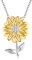 URONE Sonnenblume Kette Silber 925 Sonnenblume Anhänger Halskette Sonnenblumen Schmuck Geschenke für Damen