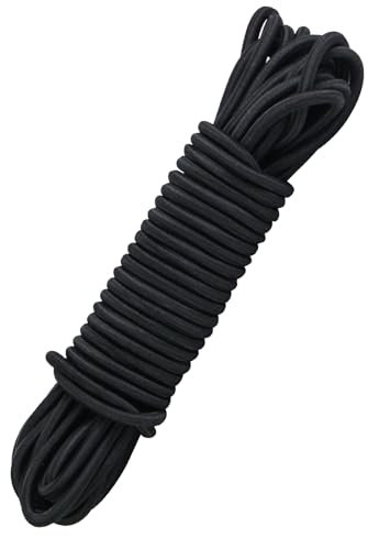 Bungee Cord Black 6mm X 12M, Heavy Duty Elastic Shock Cord Nylon Stretch String Bungee Rope Elastic Rope for Luggage, Camping, Kayak, Tie Downs (Black, 6mm x 12M)
