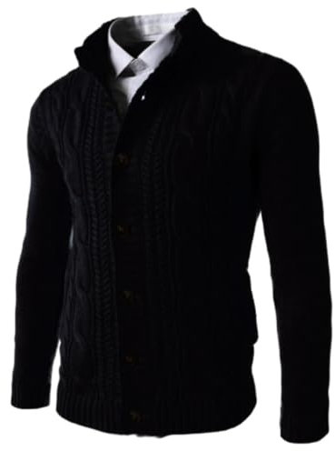 ZEMALON Basic Sweater Weich Komfortabel Trend Langarmsweater Warm Casual Mode Knitsweater Jugend Temperament Klassisch Pulli Herren J-Black XXL