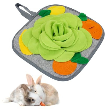 LuckyOpt Kaninchen Futter Matte, Anti-Rutsch Kaninchen Snuffle Matte mit hängendem Seil, Bunte Bunny Snuffle Pad für Chinchillas Welpen Meerschweinchen Schnuffle Training (Grüner, M)