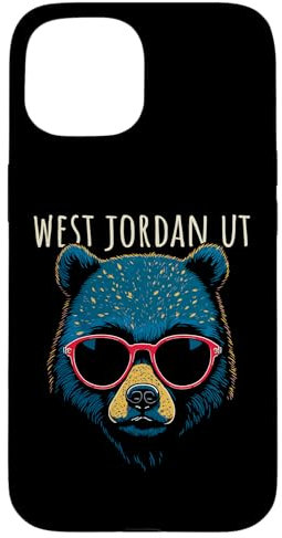 West Jordan Utah USA Cooler Bär mit Sonnenbrille Design Hülle für iPhone 15