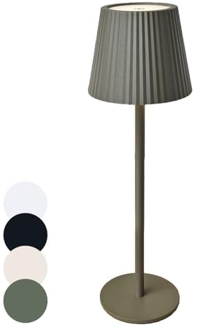 Coen Bakker LED Tischlampe dimmbar mit Touch IP44 Lampe USB 3 Lichtfarben für Innen & Außen 36,5x11 cm Tischleuchte, Farbe:Taupe