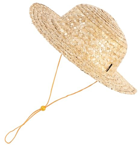 LALADEFIEE Cappello di Paglia Bambino Intrecciato Beige 52-56cm per Bambini | Leggero e Traspirante, Regolabile e Confortevole, per Vestirsi e Feste in Costume