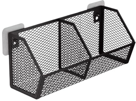 Folpus Hängekorb Obst Etagere, hängende Obstkörbe, Obst Lagerung Etagere, selbstklebend, hängende Lagerung Organisator, Metallgitter Körbe abnehmbar für Küche Bad Schränke, 28.8 X 11 X 13.5 cm