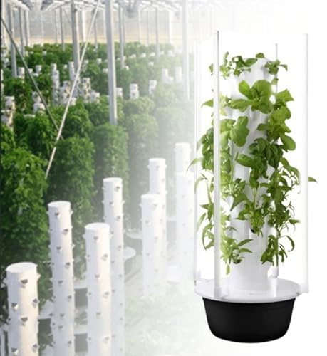 MhWrughts Automated Aeroponics Indoor Tower, Indoor Garden Aquaponics Kits, Tower Garden Hydroponics Growing System with LED Light, for Gardening Lover,5Layer-Black