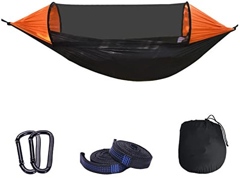 Große Camping-Hängematte für 2 Personen mit Moskitonetz, leichter Fallschirmstoff, einfaches Aufklappen, inklusive Baumgurten, perfekt für Outdoor-Abenteuer und schwingende Entspannung