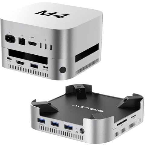 ACASIS Mac mini M4 Dock Dual Bay NVMe Boîtier SSD USB C Station d'accueil, hub HDMI en aluminium pour Mac mini M4 et M4 Pro, 4K60 HDMI, 30 W PD, 4 USBA 10 Gbps, SD/TF, hub USB C
