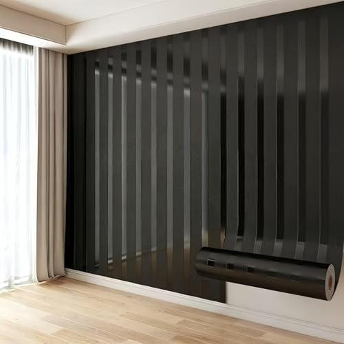 ESSMOKO Tapete 3D-Selbstklebegitter in Holzoptik 40x300cm leicht zu reinigendes PVC-Material geeignet für Wohnzimmer und Küche wasser-und ölabweisend Schwarzer Satin 2 Rollen