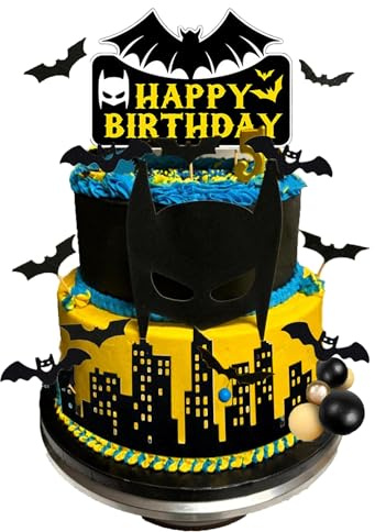 SunAurora 23 Stück Superhero Kuchen Tortendeko, Fledermaus Themen Kuchen Deko, Bat Cake Decor für Jungen und Mädchen Geburtstagsparty,Superhero Party, Halloween Party Dekoration