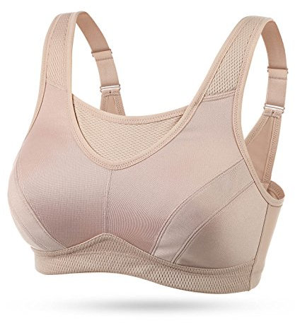 WingsLove Women's Sports Bra High Impact Bra Full Coverage Wirefree Workout Non Padded Ultimate Running Bra Sports Bra Women Plus Size Nude