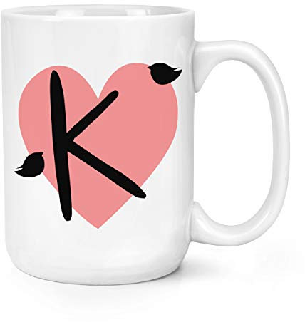 Letter K Heart Alphabet 15oz Large Mug Cup