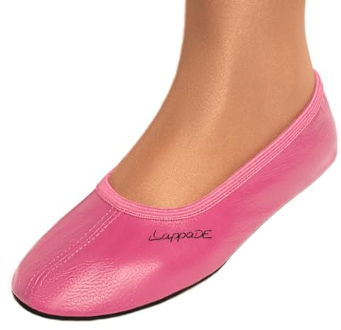 Lappade Schwarz, Weiß, Jeansblau, Rosa, Lila, Rot Gymnastikschuhe, Schläppchen, Turnschläppchen mit Ledersohle Gr. 28-46