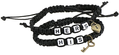 His & Hers Lock and Key Couple Bracelet Lovers Bracelets Adjustable For Girlfriend Boyfriend Chain Bangle
