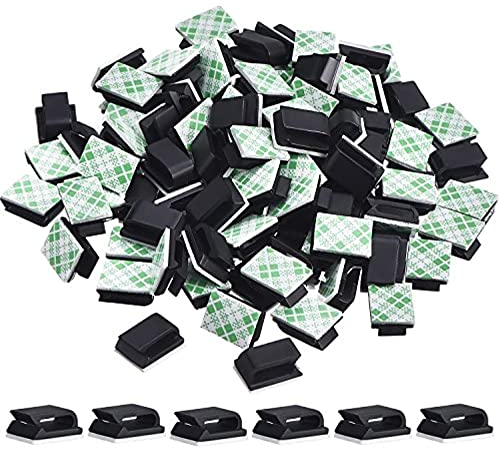 100 Stück Klebstoff Kabelclips Kabelklemmen Kabelmanagement Kabelhalter (13 x 10 mm, Schwarz)