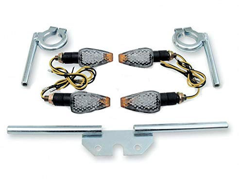 FEZ 12V LED Mini Tuning Blinker hell im Satz + Blinkerträger für Simson S50 S51 S70