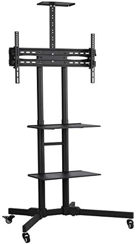 Yaheetech TV Standfuß mit Rollen, Fernsehständer TV Ständer mit Halterung, TV Rollwagen höhenverstellbar neigbar, für Flach & Curved Fernseher, für max. 75 Zoll TV, max. 600x400 mm VESA