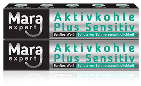 AKTIVKOHLE & SENSITIVE medizinische Zahnpasta von MARA EXPERT | Natürlich Weisse Zähne | Charcoal | Aktiv Kohle Zahnaufheller für empfindliche Zähne