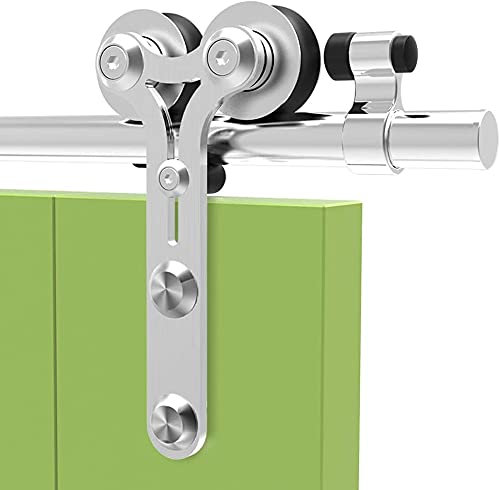 CCJH Edelstahl Schiebetür Beschlag Rustikal, Rostfreier Stahl Schiebetürsystem 183cm Komplettes Set…
