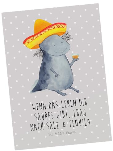 Mr. & Mrs. Panda Postkarte Axolotl Tequila - Geschenk, Spruch, Geburtstagskarte, Einladungskarte, Mexico, Sombrero, Lurche, Mexiko, Grußkarte,