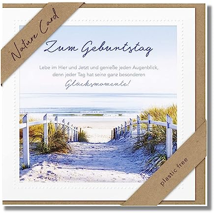 bsb - Karte zum Geburtstag - Nature Card - Nachhaltige Karten zum Geburtstag - Geburtstagskarten mit Umschlag - Geburtstagskarte Frauen & Männer - Glückwunschkarte 15,5 x 15,5 cm - Dünen