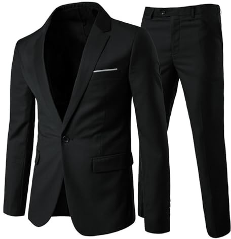 Allthemen Costumes Homme Slim Fit Deux Pièces Blazer Suits Classique Formal | d'Affaires Decontrante Mariage,Couleur Uni,2 Boutons,Col Revers,Sans Repassage,Micro Élastique,Veste+Pantanlon Elegant