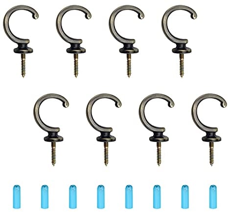 INCREWAY Deckenhaken, 8 Stück, Antik-Zink-Legierung, Schraubhaken zum Aufhängen von Vorhängen, Tassen, Schmuck (Antik-Bronze)