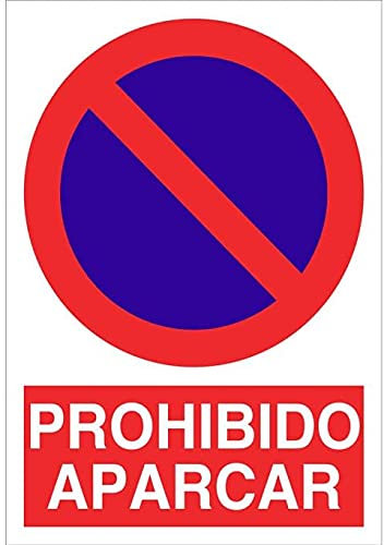 Ferretelix® Cartel señal PVC 40 cm x 30 cm Prohibido aparcar estacionar 1 mm espesor