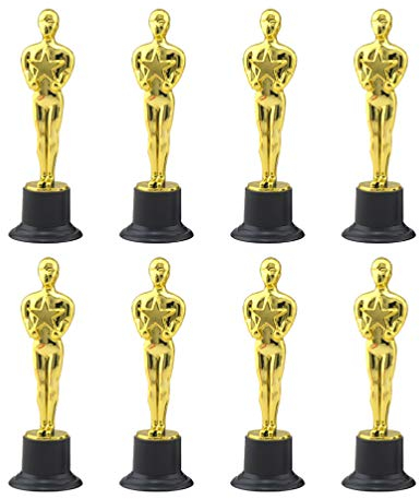 NUOBESTY 8pcs Gold Award Trophies Small Plastic Golden Man Style Trophy for Party Celebrations Award Ceremony Birthday Presents Sport Prizes Party Favors Props
