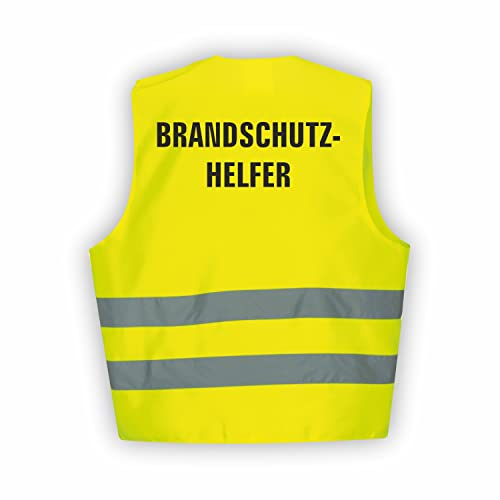 Fassbender-Druck WARNWESTEN - Sicherheitsweste GELB Warnweste nach EN ISO 20471 zertifiziert - Warn Weste für BRANDSCHUTZHELFER - Unisex mit hochwertigem Reflektorstreifen (GELB I XL/XXL I 5er Set)
