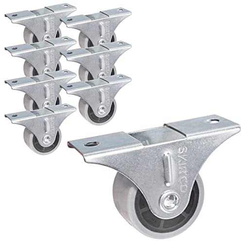 SKIR'CO (8 Stück) kleine 30mm Möbelrollen grau Gummirollen Bockrollen Non-Swivel, One-Richtung (8)