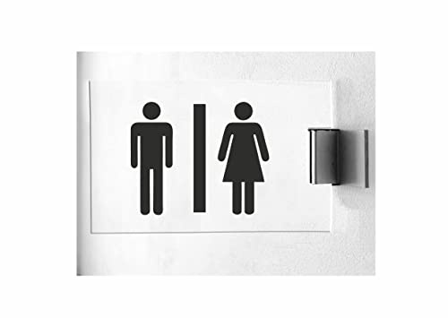 CARTELLO IN PLEXIGLASS A BANDIERA SEGNALETICO - toilette mista - Con Supporto in alluminio & Stampa U.V. (15X21 CM)