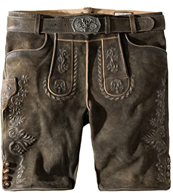 Stockerpoint Herren Lederhose Oliver I Größe 44-60 I Bequeme Trachtenhose in edler Hirschoptik I Aus 100% hochwertigem Wildbockleder I Perfekt für Trachten & Festlichkeiten