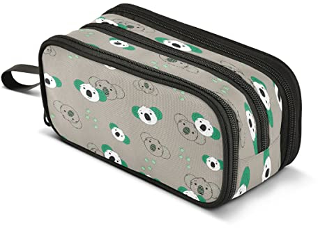 Cartoon Koala Große Federmappe 3 Fächer Stifttasche Beutel Halter Box für College Schule Tragbare Schreibwaren Aufbewahrungstasche für Mädchen Jungen