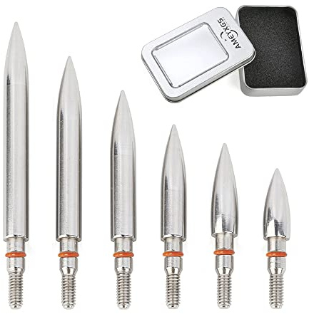 SHARROW Archery Target Field Points Arrowhead Stainless Steel Counterweight Arrow Tips 100-300 Grains Screw-In Arrow Head with Rubber O Ring and Storage Box